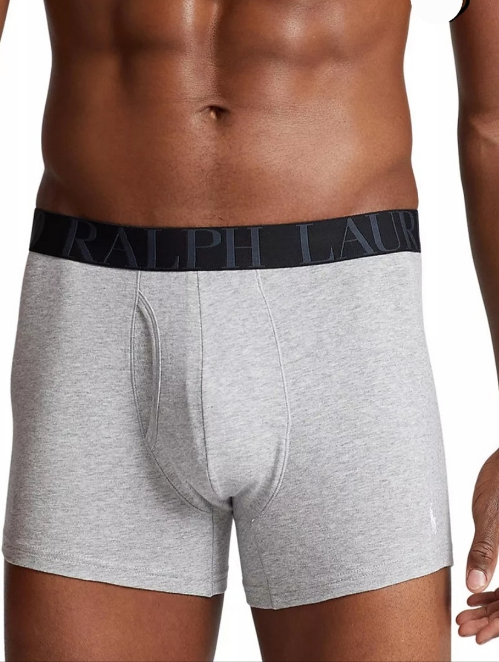 Polo Ralph Lauren Briefs M Grey Cotton Blend Logo Waist Long Leg Comfort New $20